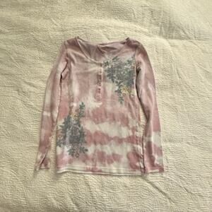 Y2K Reflections Pink and Floral Henley, Small